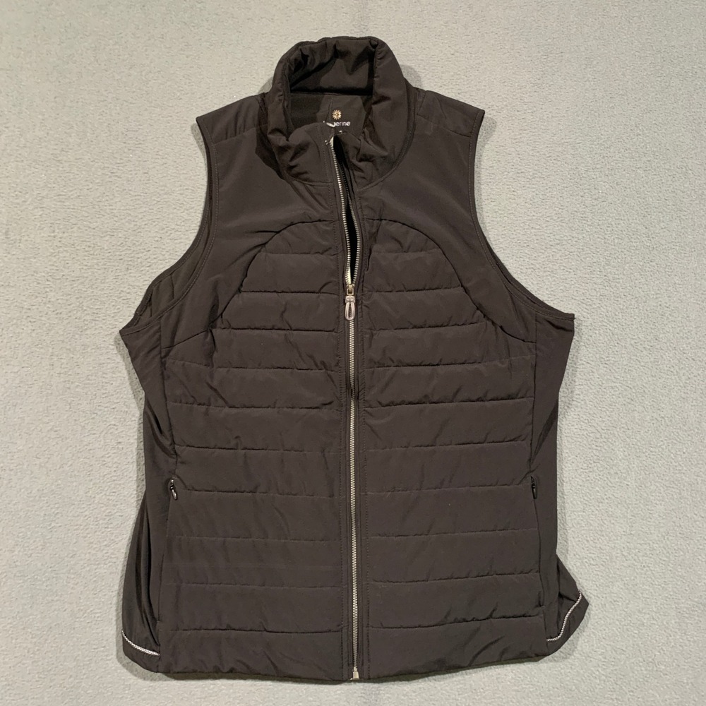 Tangerine Quilted Puffer Vest Women XL Black Full Zip Mock Active